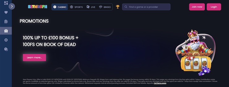 Betmorph is among the top casino apps in the UK for players who want high RTP slots and fast payouts.