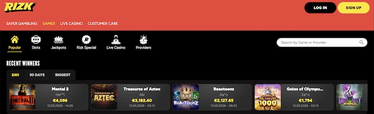 Rizk Casino is one of the top new casinos in the UK.